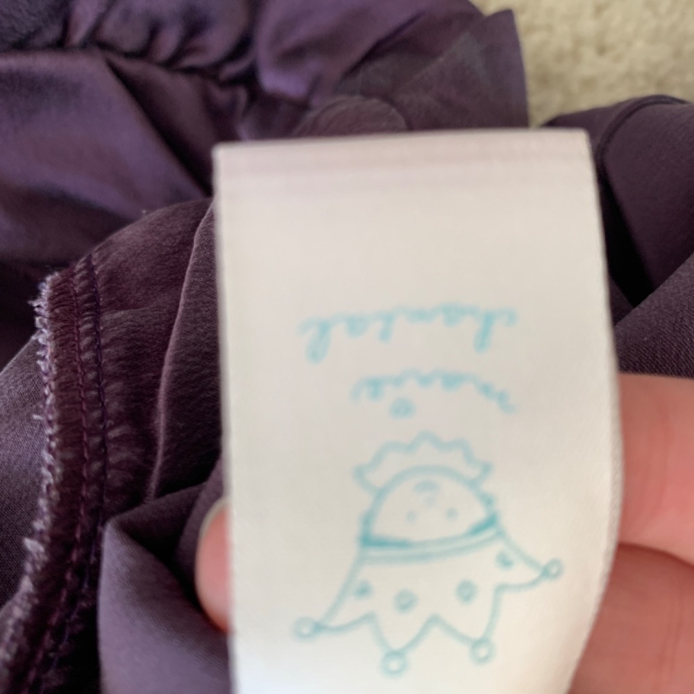 100% Silk Designer Marie Chantal Purple Dress with Ruffle Size 4 - Picture 8 of 10